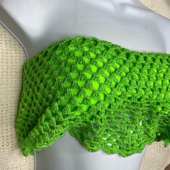 Beach Riot Bandeau Bikini Top‎ Crochet Green - Picture 2 of 6